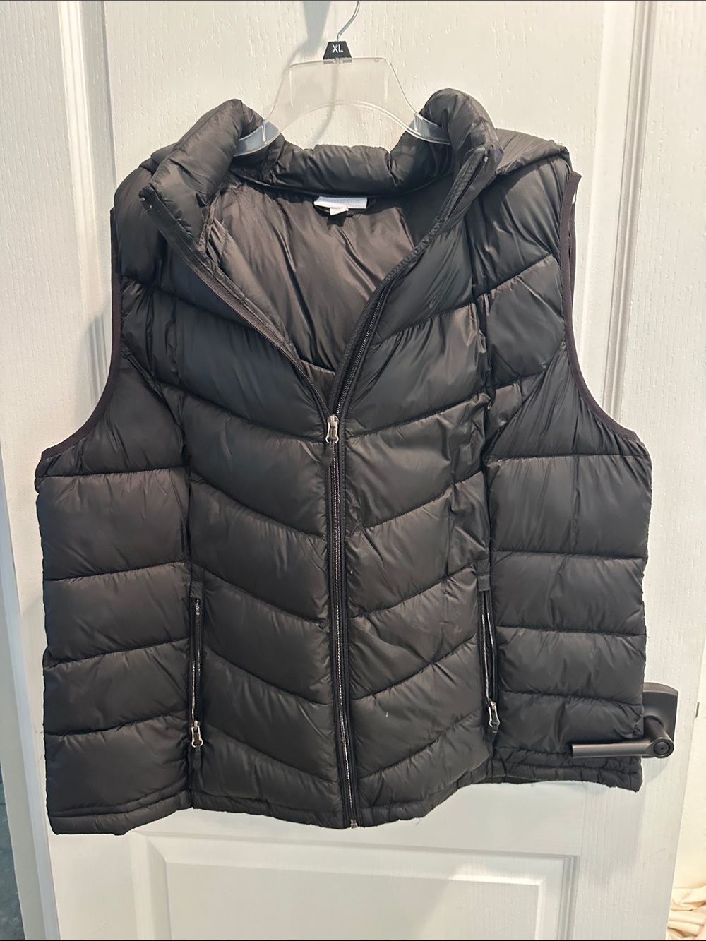 Charter Club Black Quilted Puffer Vest with Hood